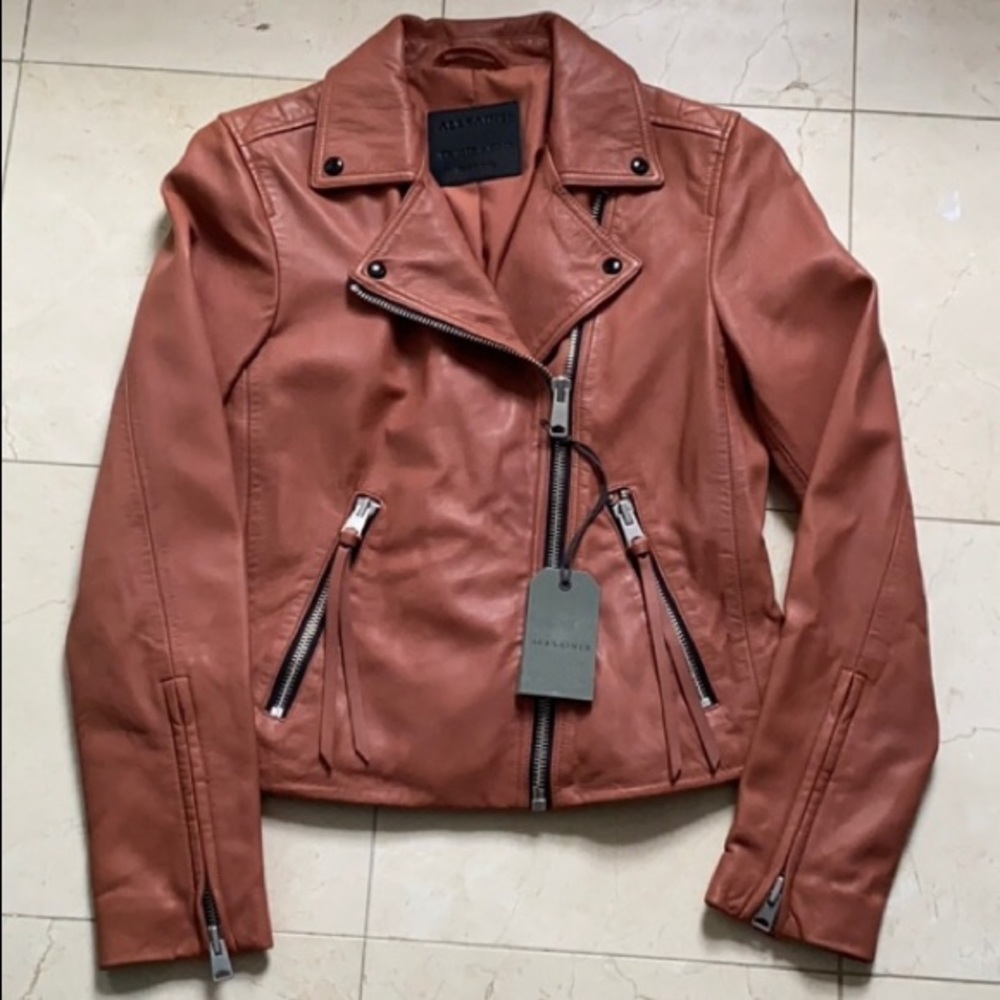 Dalby Leather Biker Jacket ALLSAINTS Rose Pink 0/2
